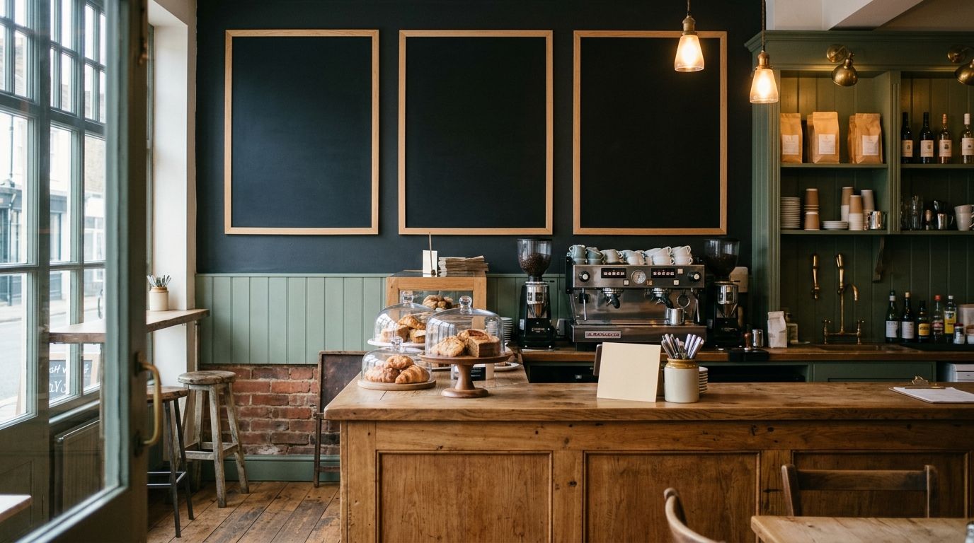 The interior of an independent café in east London